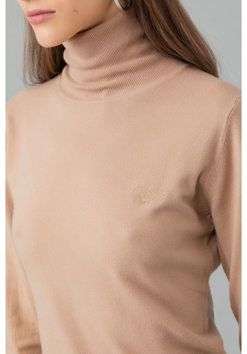 PULLOVER CON COLLO ALTO E RICAMO