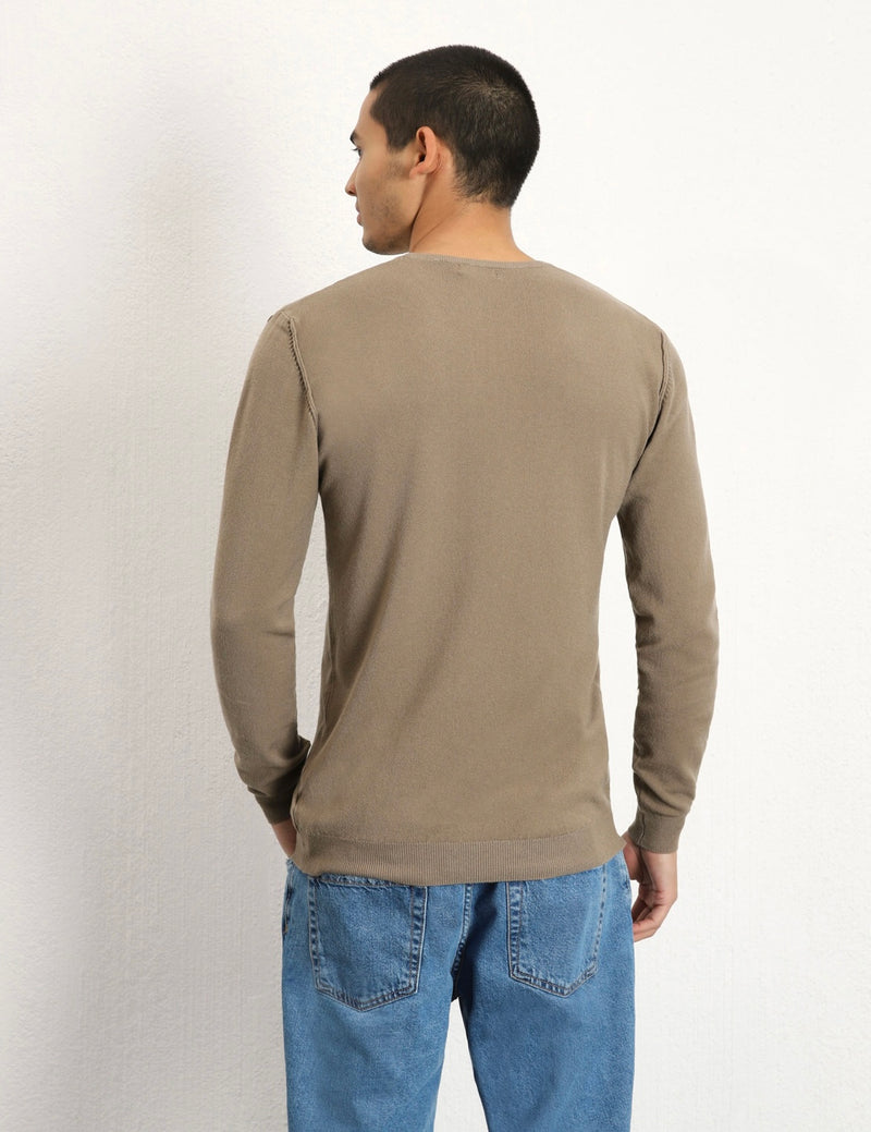 PULLOVER MONOCOLOR CON ORLI A COSTINE