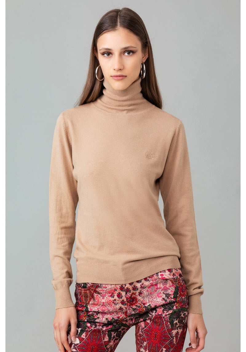 PULLOVER CON COLLO ALTO E RICAMO